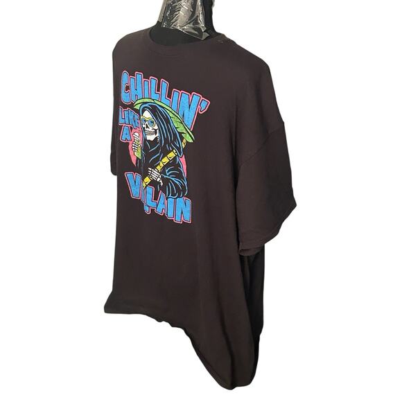 DOM Chillin Like A Villain Graphic Black T-Shirt Men’s Size 2XL Grim Reaper - Picture 3 of 6